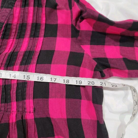 Y2K Vintage Wet Seal Womens Button Up Top Size XL Hot Pink Plaid Babydoll - Picture 6 of 6